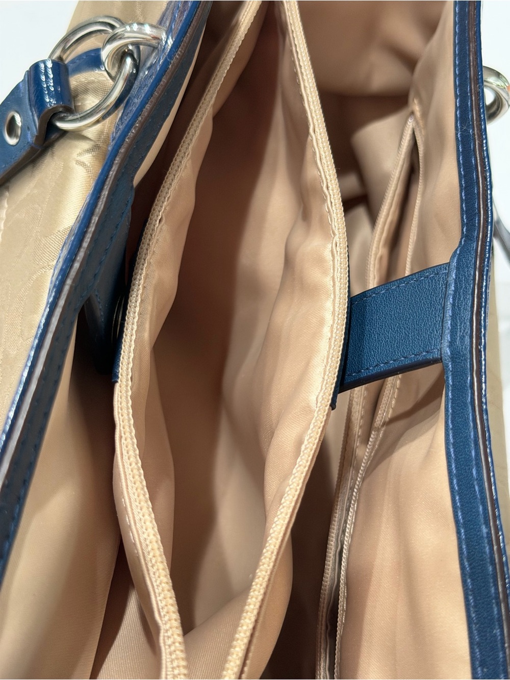 Coach Penelope Signature Satchel Handbag F19043 Khaki/Navy - Picture 10 of 15